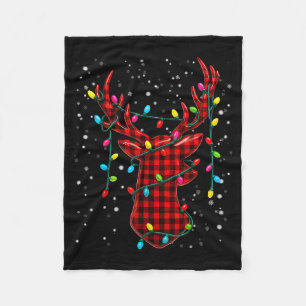 Graphic Plaid Rudolph Christmas Tree Light Xmas Me Fleece Blanket