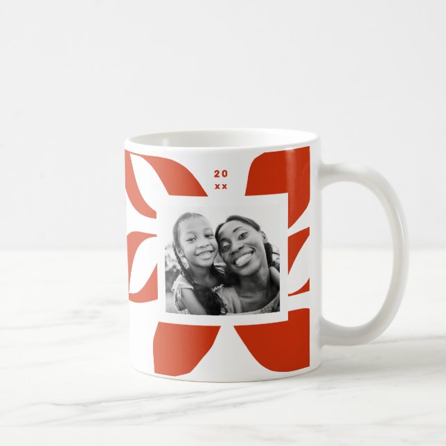 Graphic Poinsettia Holiday Photo Coffee Mug (Right)