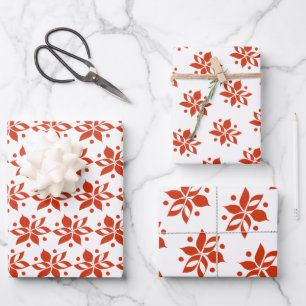 Graphic Poinsettia Holiday Wrapping Paper Sheet