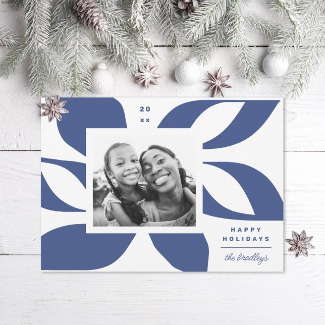 Graphic Poinsettia Photo Holiday Card (Creator Uploaded)