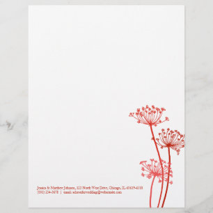 Graphic red flower cows parsley letterhead