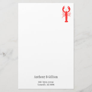 Graphic red lobster - personalised stationery
