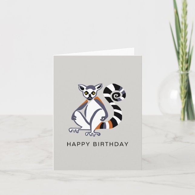 Graphic Ring-tailed LEMUR  - Wildlife- Nature Card (Front)