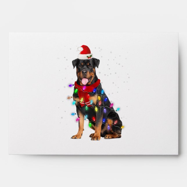 Graphic Rottweiler Xmas Light For Dog Santa Lover Envelope (Front)
