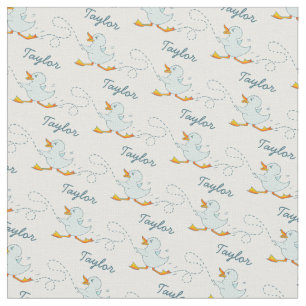 Graphic running duckling name art pattern fabric