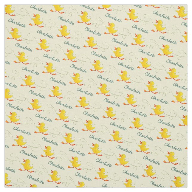 Graphic running duckling name art pattern fabric (Swatch)
