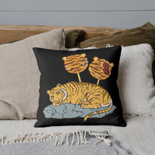 Graphic Safari Animal Big Cat Tiger Candy Black Cushion