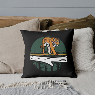 Graphic Safari Animal Wildlife Big Cat Tiger Black Cushion