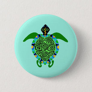 Graphic - Sea TURTLE- Animal lover - Ocean Aqua 6 Cm Round Badge