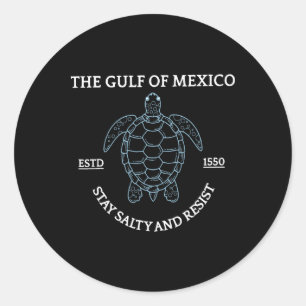 Graphic Sea Turtle Gulf Of Mexico Est 1550  Classic Round Sticker