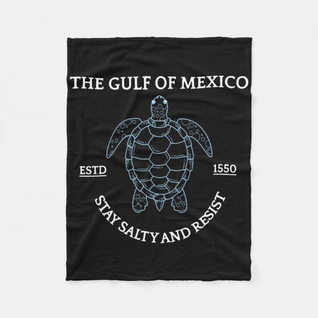 Graphic Sea Turtle Gulf Of Mexico Est 1550  Fleece Blanket (Front)
