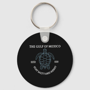 Graphic Sea Turtle Gulf Of Mexico Est 1550 Key Ring