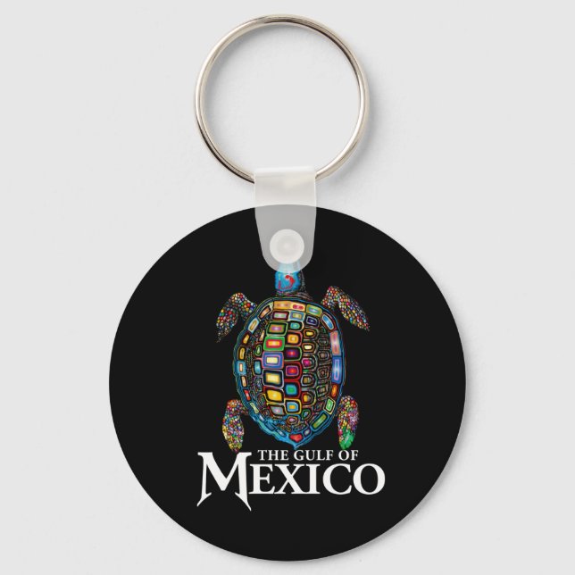 Graphic Sea Turtle Gulf Of Mexico Never Forget Ant Key Ring (Front)