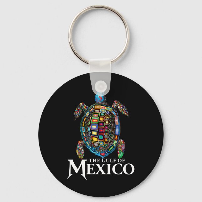 Graphic Sea Turtle Gulf Of Mexico Never Forget Tru Key Ring (Front)