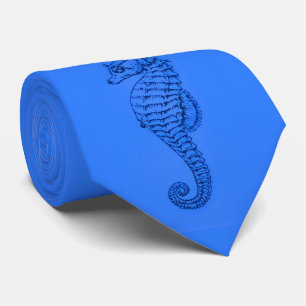 graphic seahorse  in blue tie