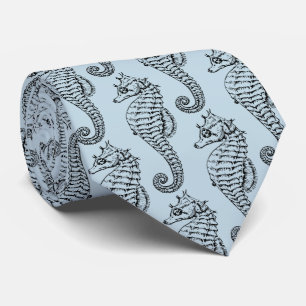 graphic seahorse in light blue tie