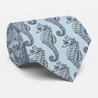 graphic seahorse in light blue tie