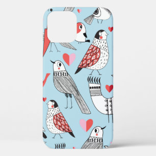 Graphic seamless pattern of funny pictures of bird iPhone 12 case
