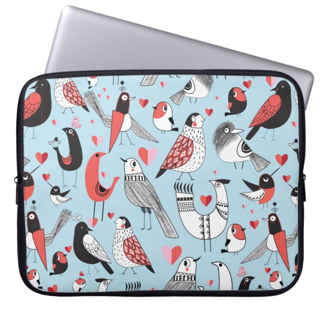 Graphic seamless pattern of funny pictures of bird laptop sleeve (Front)