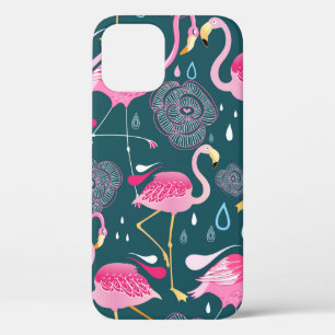 Graphic seamless pattern with bright flowers and f iPhone 12 case