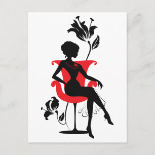 Graphic silhouette of a woman postcard