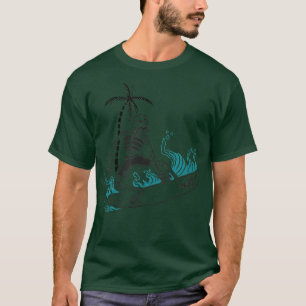 Graphic Skeleton Surfing Men Beach In Summer T-Shirt