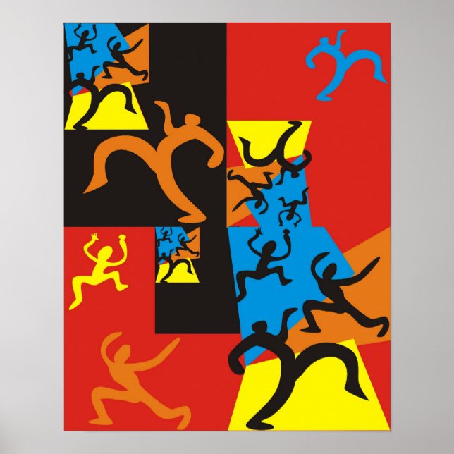 Graphic Sketches of People Dancing and Jumping Poster (Front)