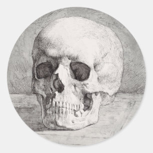 Graphic Skull Art: Minimalist & Bold Ink Design Classic Round Sticker