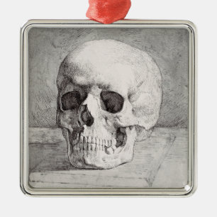 Graphic Skull Art: Minimalist & Bold Ink Design Metal Tree Decoration