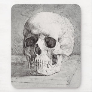 Graphic Skull Art: Minimalist & Bold Ink Design Mouse Mat