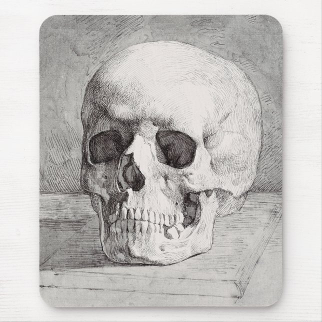 Graphic Skull Art: Minimalist & Bold Ink Design Mouse Mat (Front)