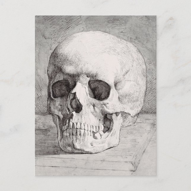 Graphic Skull Art: Minimalist & Bold Ink Design Postcard (Front)