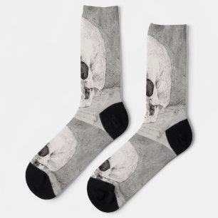 Graphic Skull Art: Minimalist & Bold Ink Design Socks