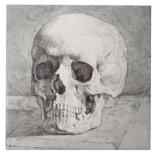 Graphic Skull Art: Minimalist & Bold Ink Design Tile