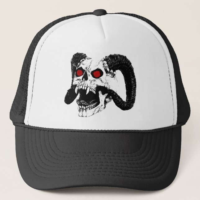 Graphic skull trucker hat (Front)