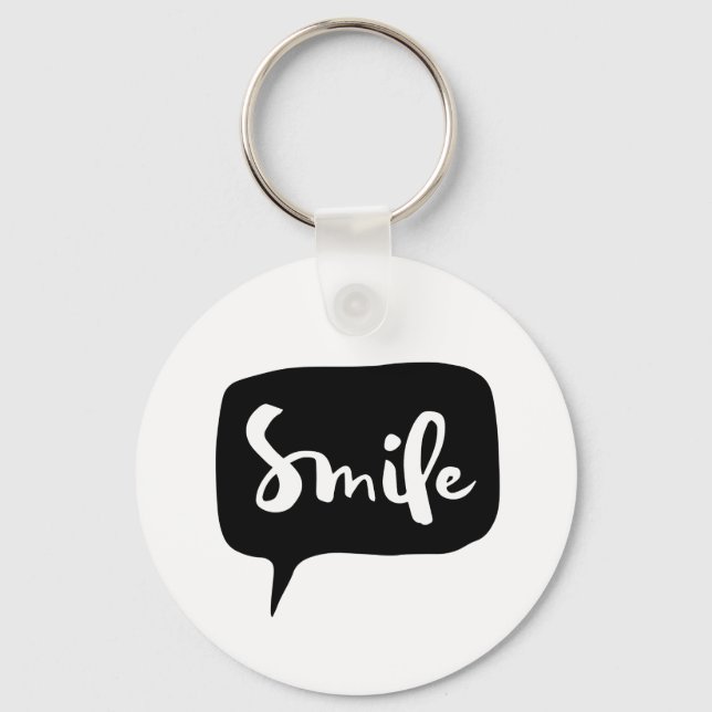 Graphic Smile Speech Bubble Image InspirationalArt Key Ring (Front)