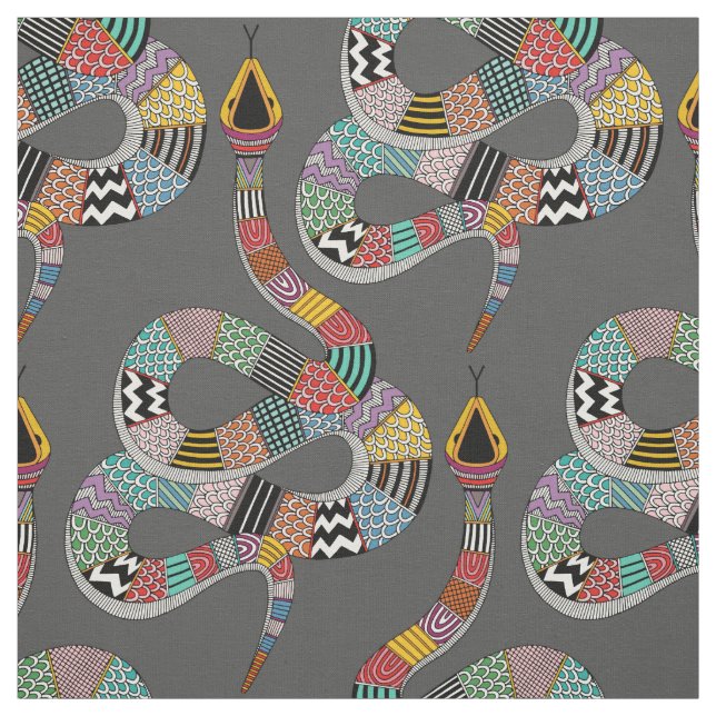graphic snake grey fabric (Swatch)