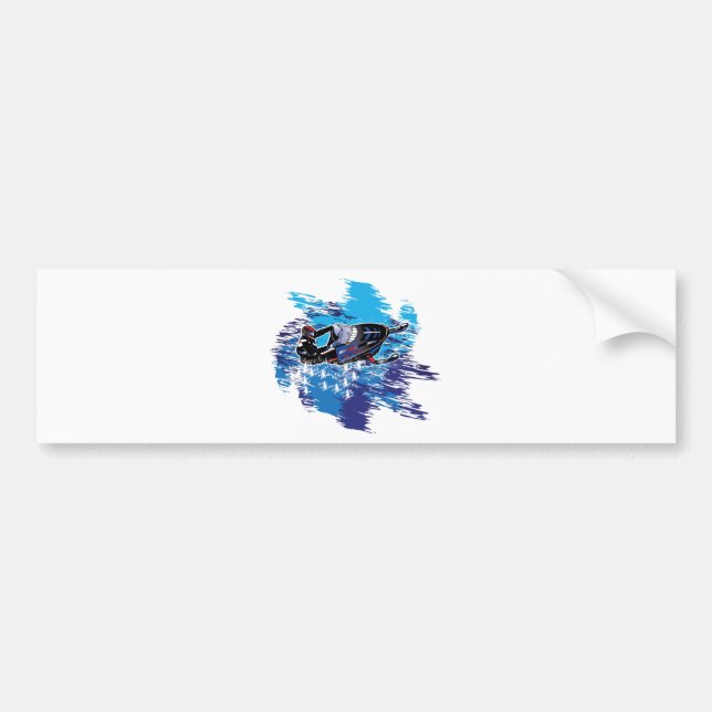Graphic Snowmobiler Bumper Sticker (Front)