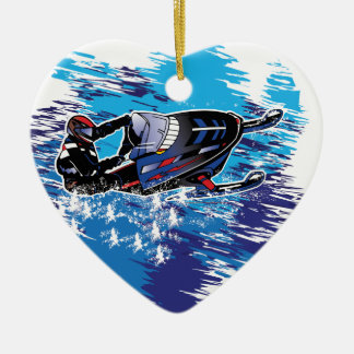Graphic Snowmobiler Ceramic Tree Decoration