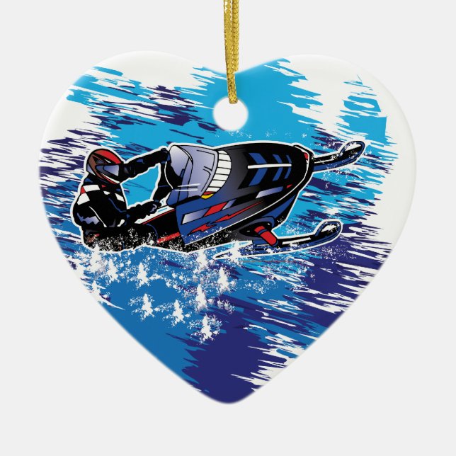Graphic Snowmobiler Ceramic Tree Decoration (Front)