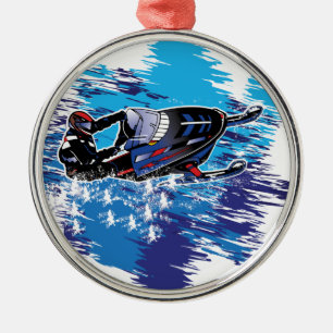 Graphic Snowmobiler Metal Tree Decoration