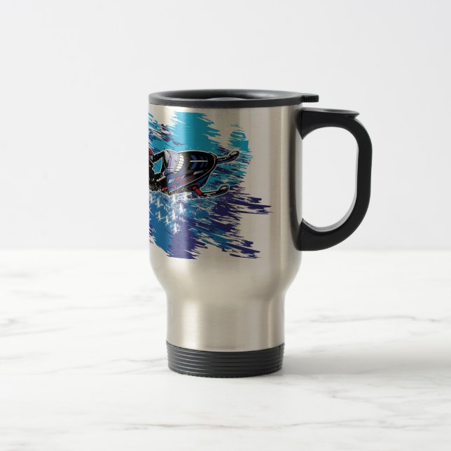 Graphic Snowmobiler Travel Mug (Right)