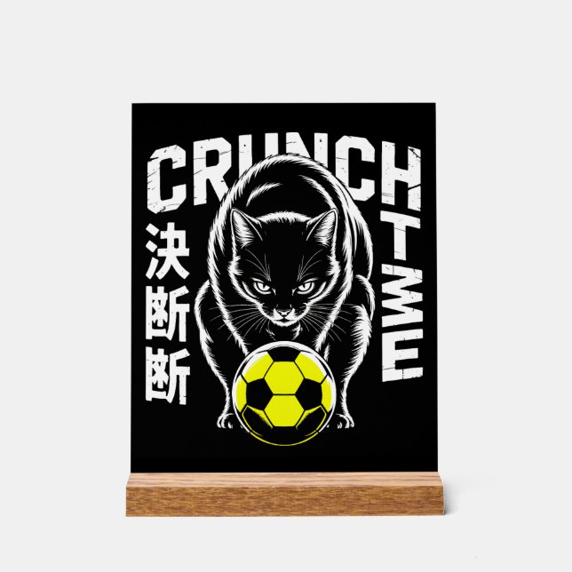 Graphic Soccer Cat - Motivational Wall Art Acrylic Sign (Front)