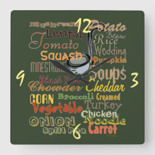 Graphic Soups Art Design Square Wall Clock