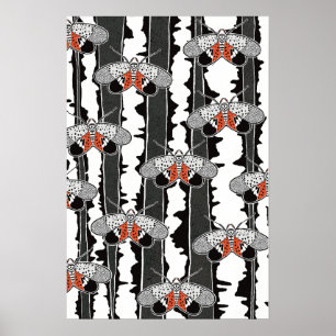 Graphic Spotted Lanternfly Hand Drawn Art Poster