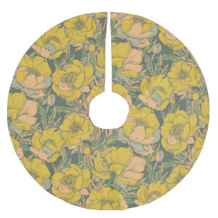 Graphic Spring Trollius Flowers Brushed Polyester Tree Skirt