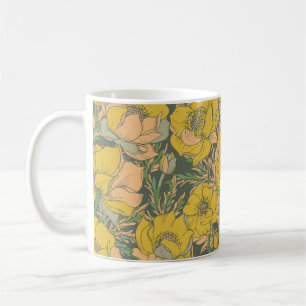 Graphic Spring Trollius Flowers Coffee Mug