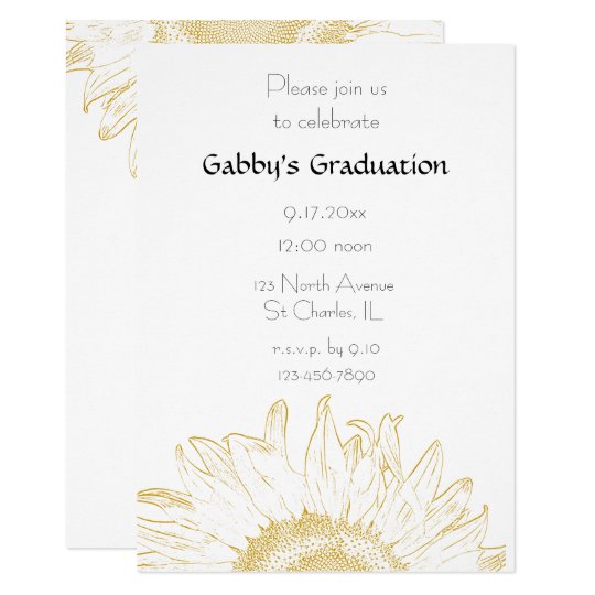 Graphic Sunflower Graduation Party Invitation
