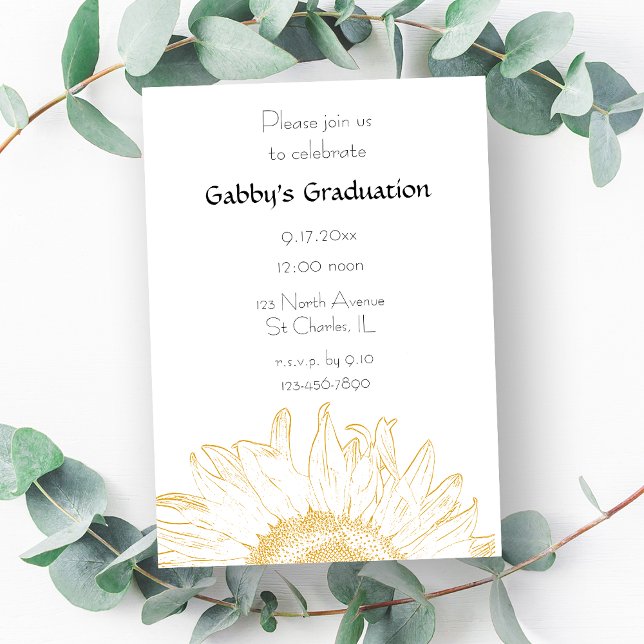 Graphic Sunflower Graduation Party Invitation (Creator Uploaded)