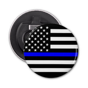 Graphic Thin Blue Line Display US Flag Bottle Opener